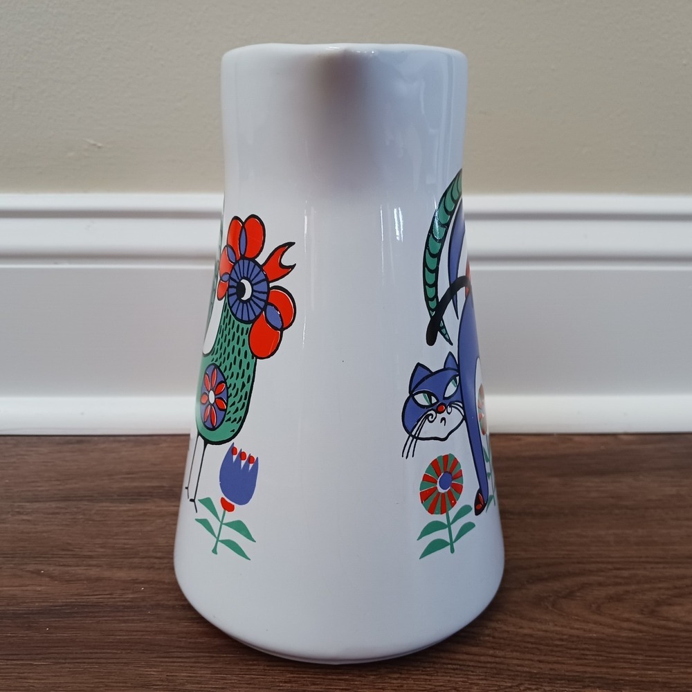 8" Waechtersbach Vintage Mid-Century Modern Pitcher Cat Rooster West Germany - Picture 2 of 10